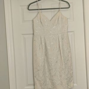Silver & ivory Brocade spaghetti strap dress